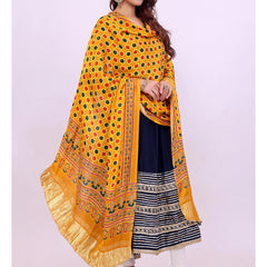 Yellow Women's Gaji Silk Dupatta suitable for All Occasions