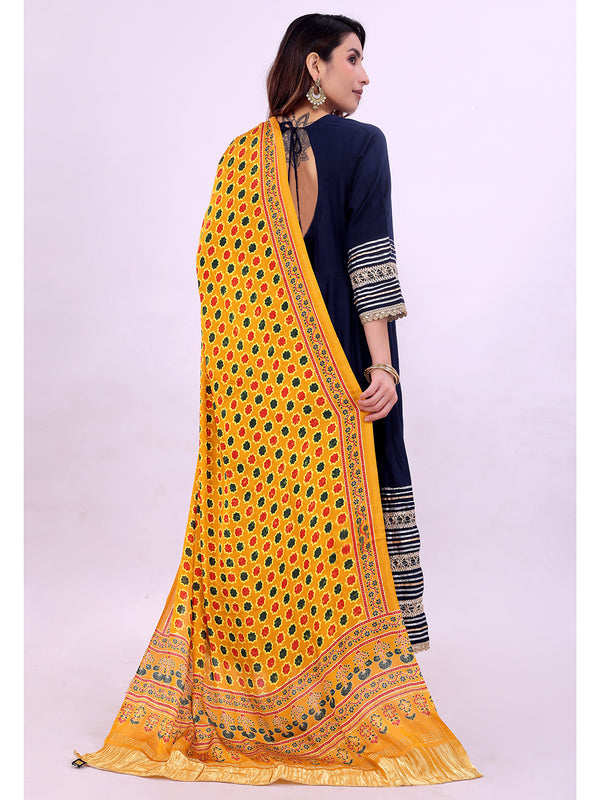 Yellow Women's Gaji Silk Dupatta suitable for All Occasions
