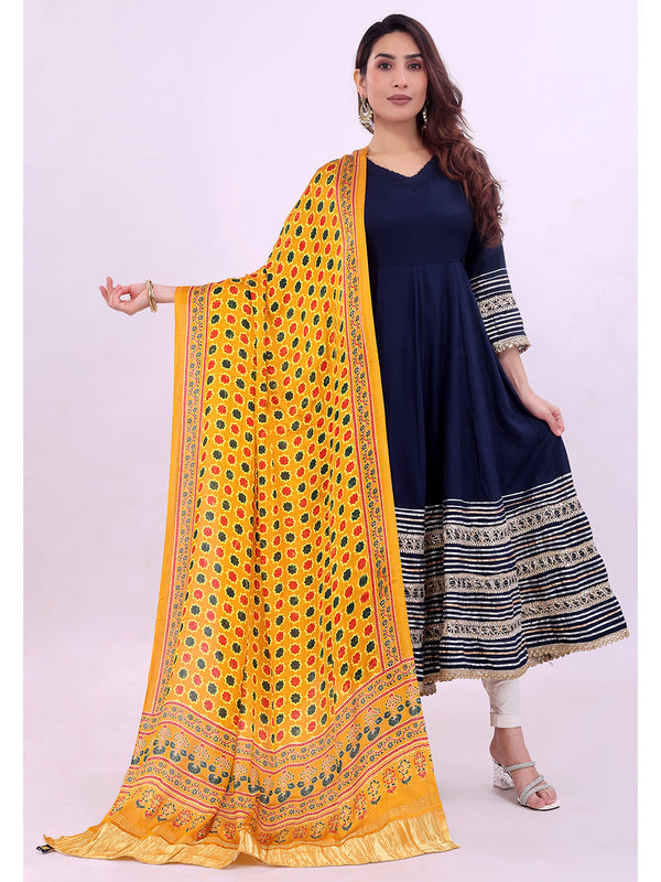Yellow Women's Gaji Silk Dupatta suitable for All Occasions