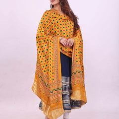 Yellow Women's Gaji Silk Dupatta suitable for All Occasions