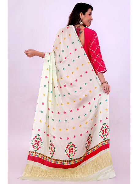 Pista Green Women's Gaji Silk Dupatta suitable for Navratri, Diwali & All Occasions DB2137