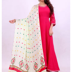 Pista Green Women's Gaji Silk Dupatta suitable for Navratri, Diwali & All Occasions DB2137