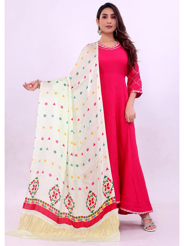 Pista Green Women's Gaji Silk Dupatta suitable for Navratri, Diwali & All Occasions DB2137