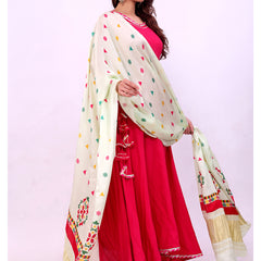 Pista Green Women's Gaji Silk Dupatta suitable for Navratri, Diwali & All Occasions DB2137