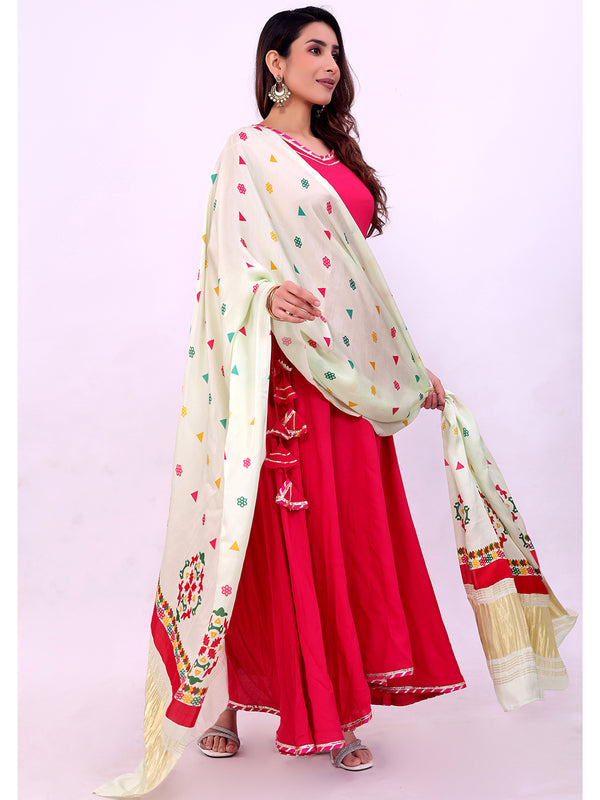 Pista Green Women's Gaji Silk Dupatta suitable for Navratri, Diwali & All Occasions DB2137