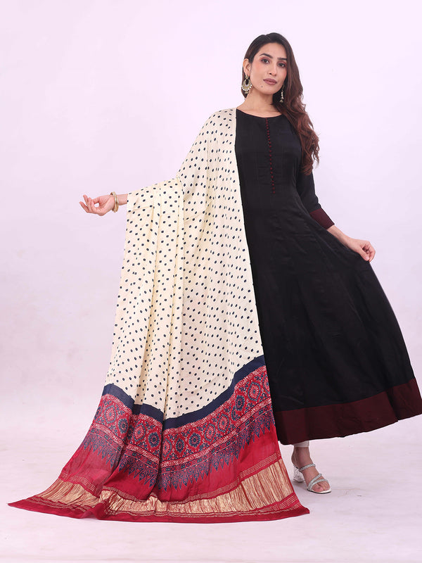 Blue Women's Gaji Silk Dupatta suitable for Navratri, Diwali & All Occasions DB2138