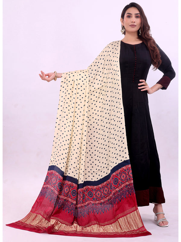 Blue Women's Gaji Silk Dupatta suitable for Navratri, Diwali & All Occasions DB2138