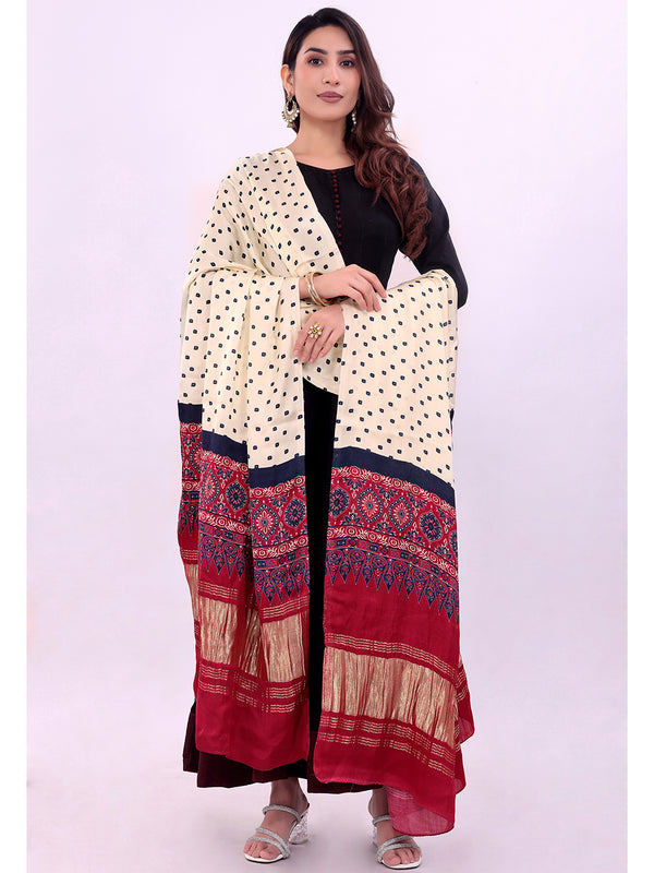 Blue Women's Gaji Silk Dupatta suitable for Navratri, Diwali & All Occasions DB2138
