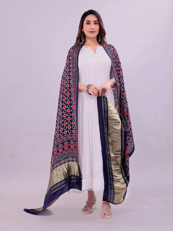 Purple Women's Gaji Silk Dupatta suitable for All Occasions