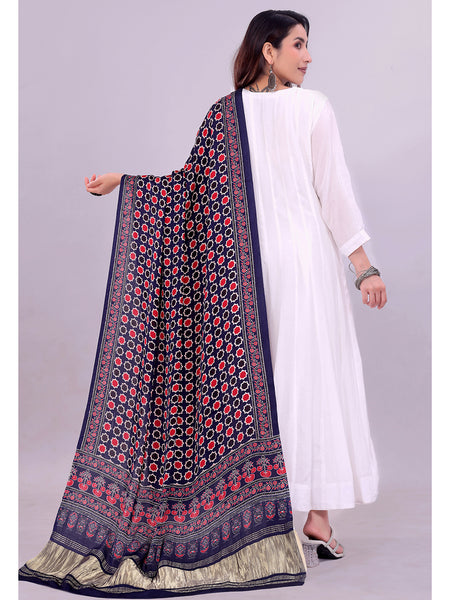 Purple Women's Gaji Silk Dupatta suitable for All Occasions