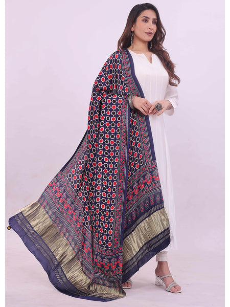 Purple Women's Gaji Silk Dupatta suitable for All Occasions