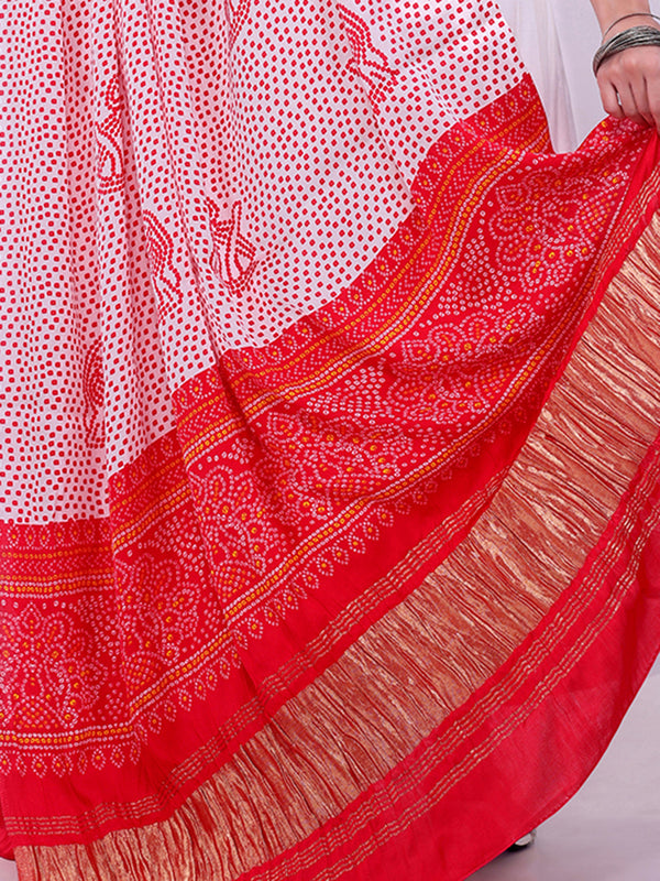 Red Women's Gaji Silk Dupatta suitable for  All Occasions