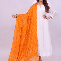 Orange Women's Gaji Silk Dupatta suitable for All Occasions