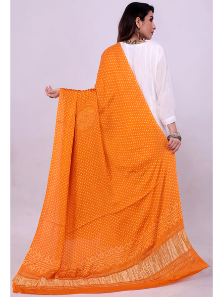 Orange Women's Gaji Silk Dupatta suitable for All Occasions