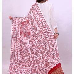 White Women's Gaji Silk Dupatta suitable for All Occasions