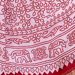 White Women's Gaji Silk Dupatta suitable for All Occasions