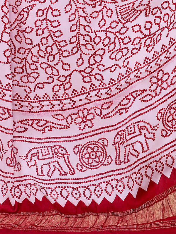 White Women's Gaji Silk Dupatta suitable for All Occasions