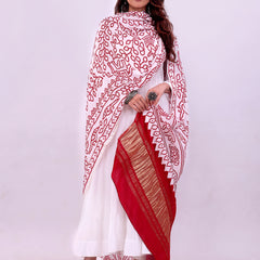 White Women's Gaji Silk Dupatta suitable for All Occasions