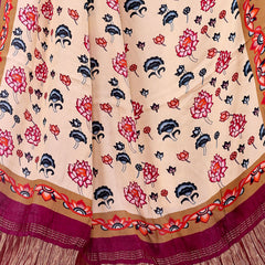 Beige and Purple Women's Gaji Silk Dupatta suitable for Navratri, Diwali & All Occasions DB2163