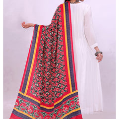 Red Women's Gaji Silk Dupatta suitable for All Occasions