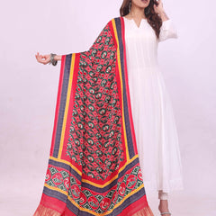 Red Women's Gaji Silk Dupatta suitable for All Occasions
