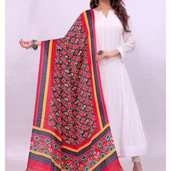 Red Women's Gaji Silk Dupatta suitable for All Occasions