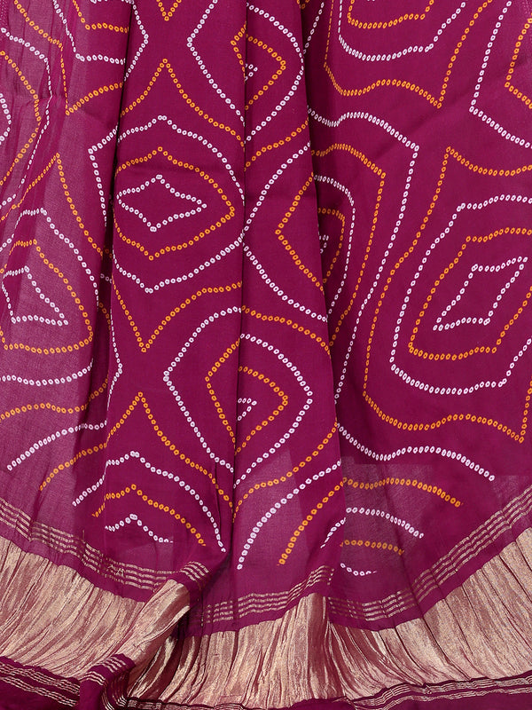 Purple Women's Gaji Silk Dupatta suitable for Navratri, Diwali & All Occasions DB2165