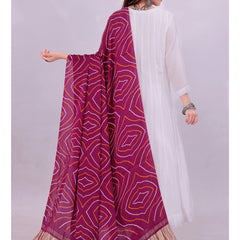 Purple Women's Gaji Silk Dupatta suitable for Navratri, Diwali & All Occasions DB2165