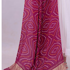 Purple Women's Gaji Silk Dupatta suitable for Navratri, Diwali & All Occasions DB2165
