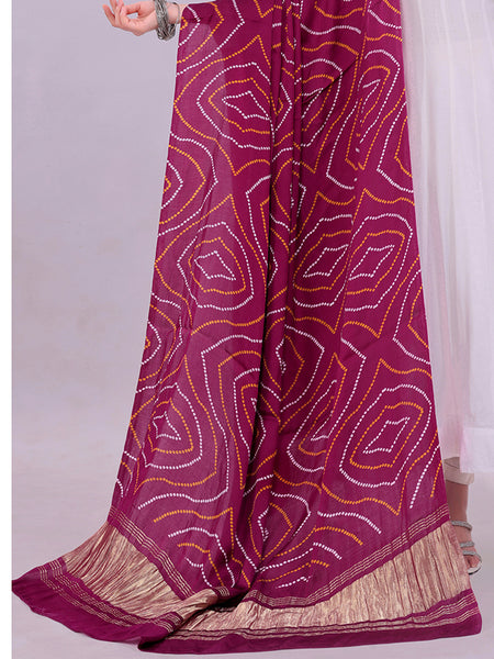 Purple Women's Gaji Silk Dupatta suitable for Navratri, Diwali & All Occasions DB2165