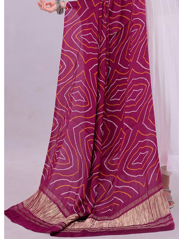 Purple Women's Gaji Silk Dupatta suitable for Navratri, Diwali & All Occasions DB2165