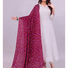 Purple Women's Gaji Silk Dupatta suitable for Navratri, Diwali & All Occasions DB2165