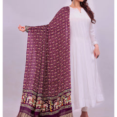 Purple Women's Gaji Silk Dupatta suitable for Navratri, Diwali & All Occasions DB2166