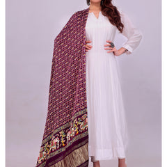 Purple Women's Gaji Silk Dupatta suitable for Navratri, Diwali & All Occasions DB2166