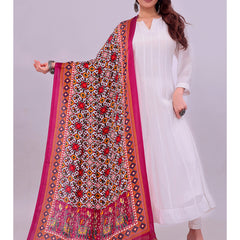 Rani Pink Women's Gaji Silk Dupatta suitable for All Occasions