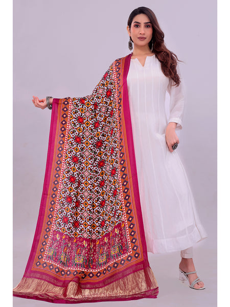 Rani Pink Women's Gaji Silk Dupatta suitable for All Occasions