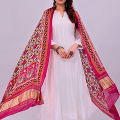 Rani Pink Women's Gaji Silk Dupatta suitable for All Occasions