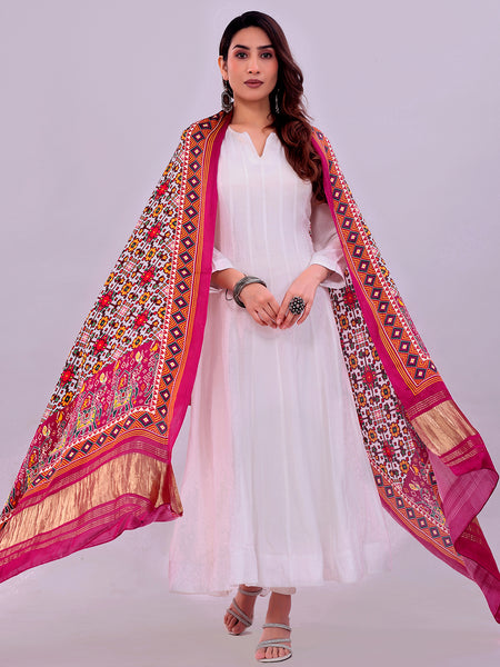 Rani Pink Women's Gaji Silk Dupatta suitable for All Occasions