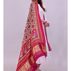 Rani Pink Women's Gaji Silk Dupatta suitable for All Occasions