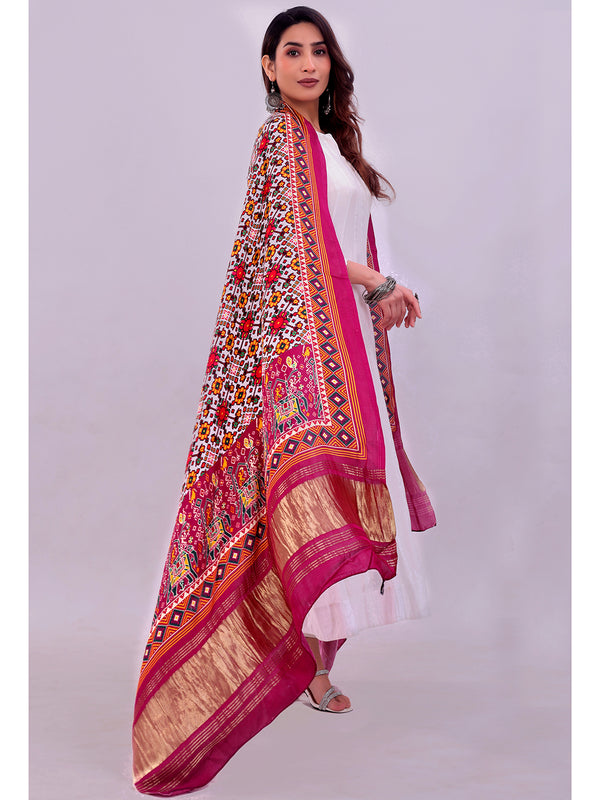 Rani Pink Women's Gaji Silk Dupatta suitable for All Occasions