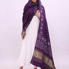 Purple Women's Gaji Silk Dupatta suitable for All Occasions