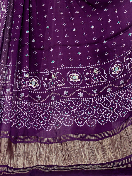 Purple Women's Gaji Silk Dupatta suitable for All Occasions