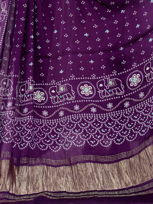 Purple Women's Gaji Silk Dupatta suitable for All Occasions