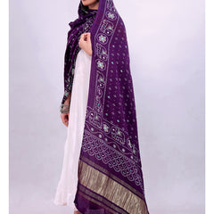 Purple Women's Gaji Silk Dupatta suitable for All Occasions