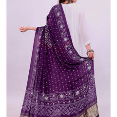 Purple Women's Gaji Silk Dupatta suitable for All Occasions