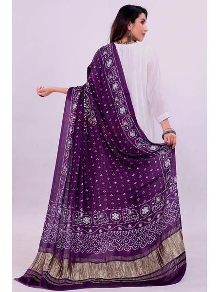 Purple Women's Gaji Silk Dupatta suitable for All Occasions