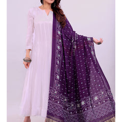 Purple Women's Gaji Silk Dupatta suitable for All Occasions