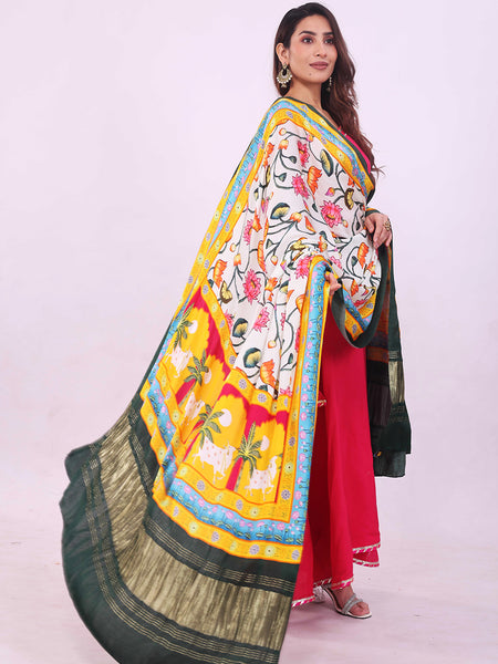 Multicolor Women's Gaji Silk Dupatta suitable for All Occasions