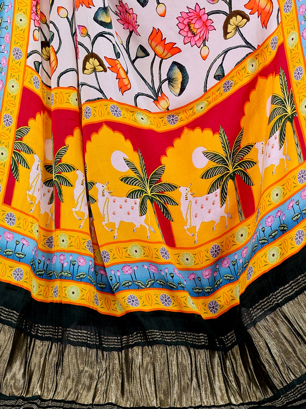 Multicolor Women's Gaji Silk Dupatta suitable for All Occasions
