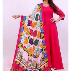 Pink Women's Gaji Silk Dupatta suitable for Navratri, Diwali & All Occasions DB2170